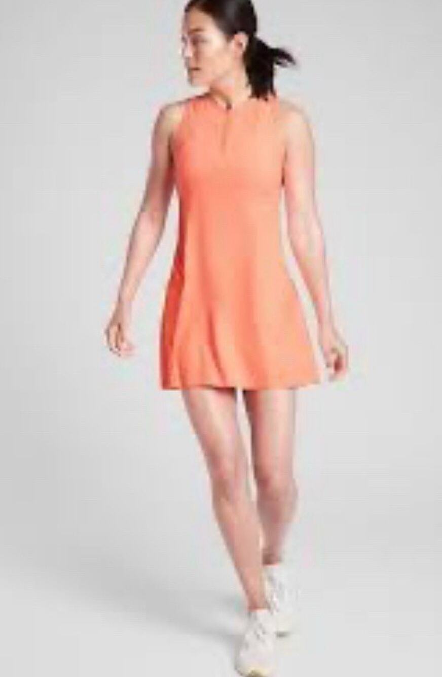 Athleta Swing Zip Dress Pink Powervita Athletic Tennis Golf Dress size Medium